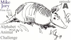 animal alphabet challenge episode A armadillo sharpie five minute drawing